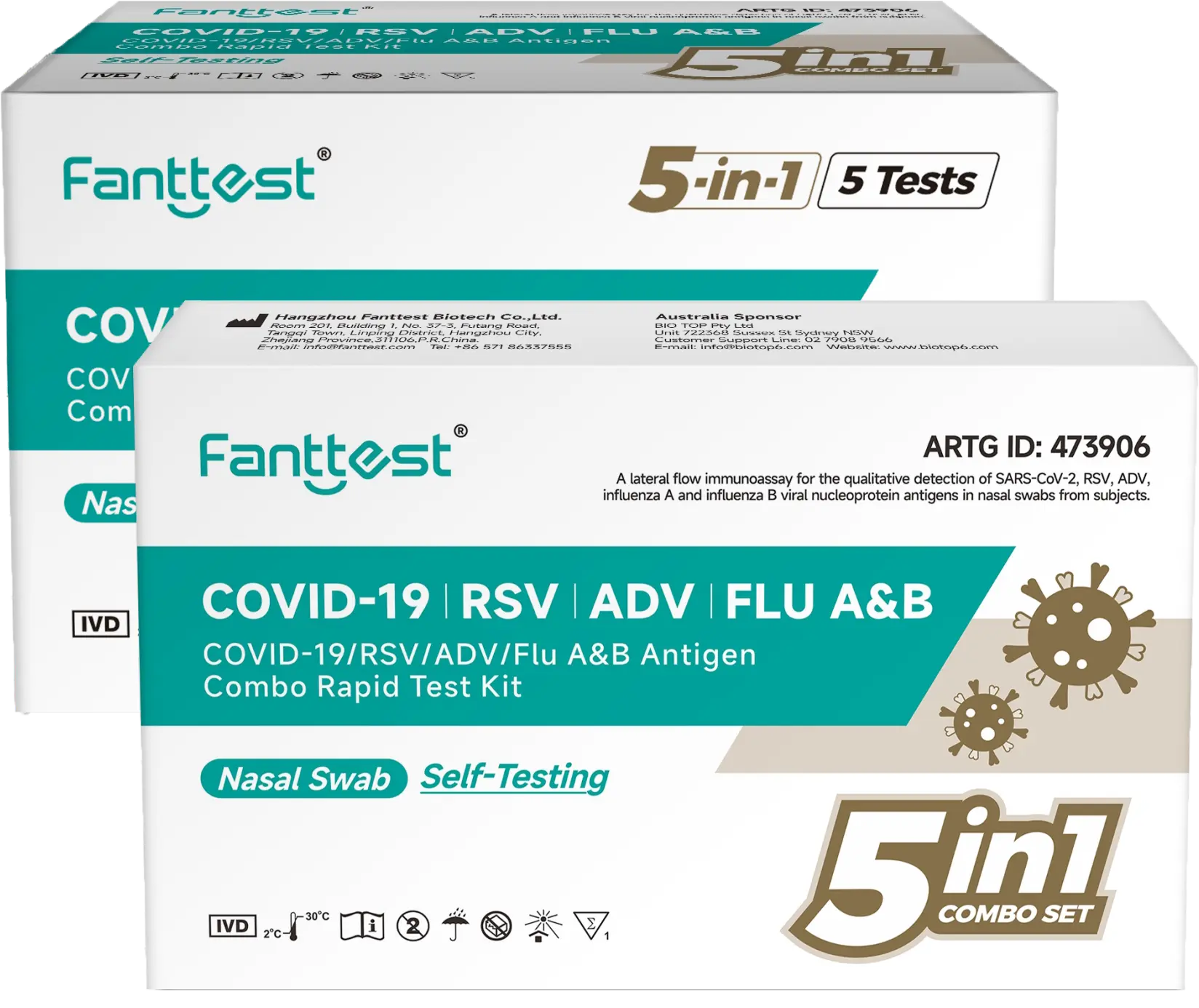 COVID-19/RSV/ADV/Flu A&B Antigen Combo Rapid Test Kit Specification